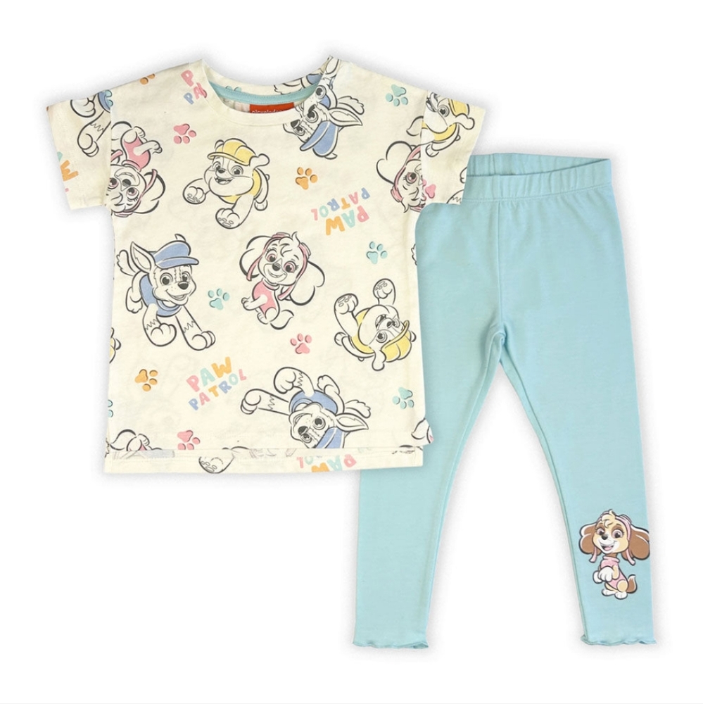 Paw Patrol 2 Piece Tee & Legging Set - Off White/Aqua